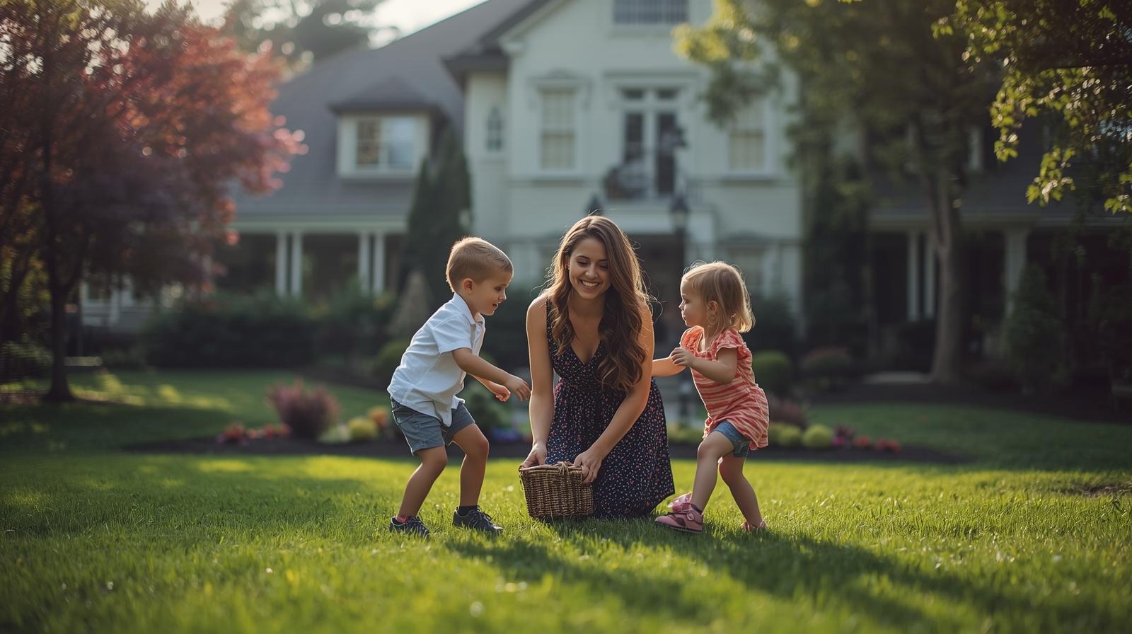 Trusted local sitter greeting a family at the door
