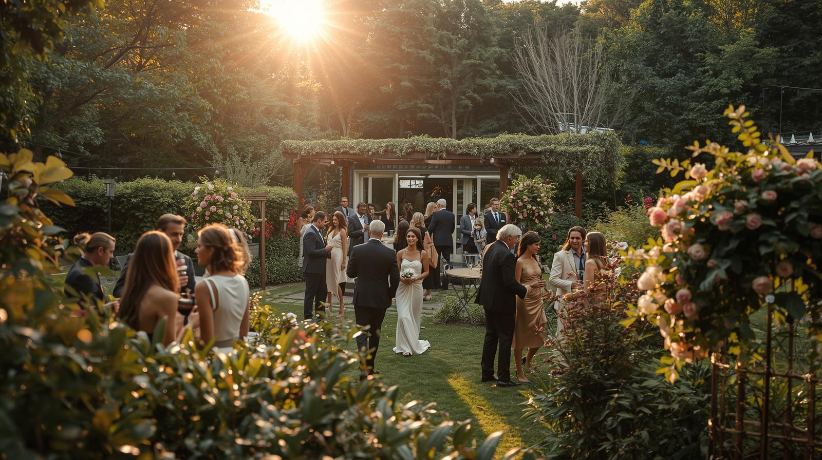 Family celebration with party decorations and guests enjoying the event